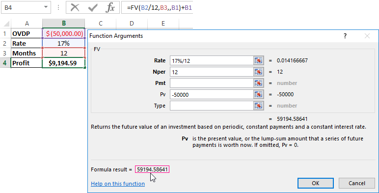 FV function.