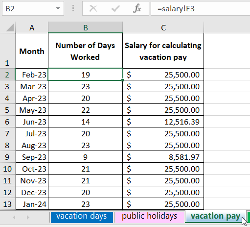 Vacation pay calculation.