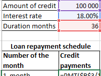 calculation-credit-in-excel