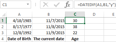 calculate the age by date.