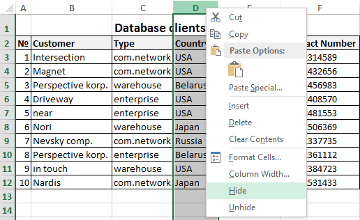 Select column data.