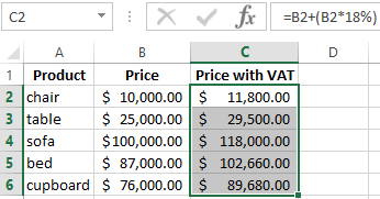 amount of VAT.