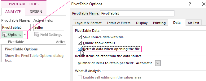 Refresh data when opening the file.