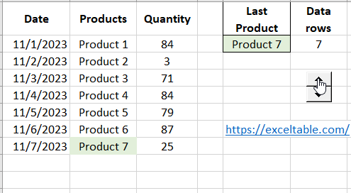 Finding the last cell based on numbers
