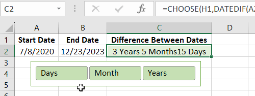 Difference between dates as per condition