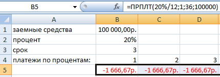 Результат функции ПРПЛТ.