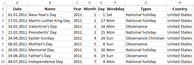 Таблица производственный календарь.