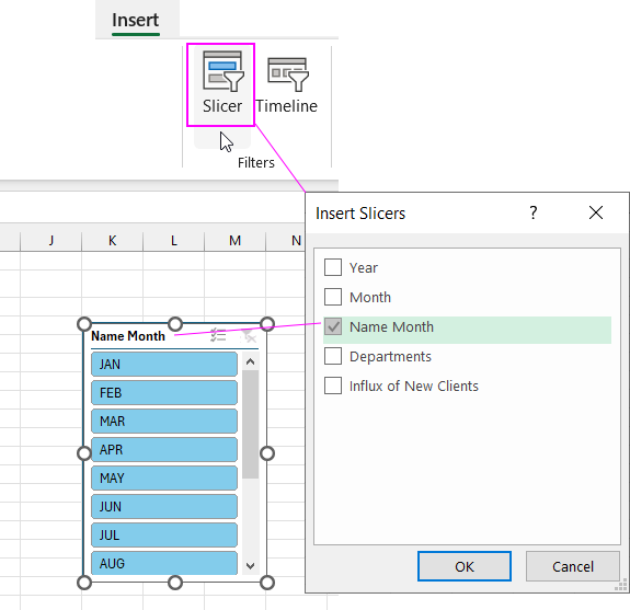 Data filtering slicer