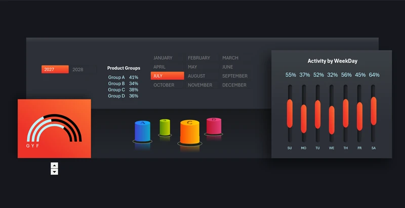 Композиция блоков визуализации в Excel