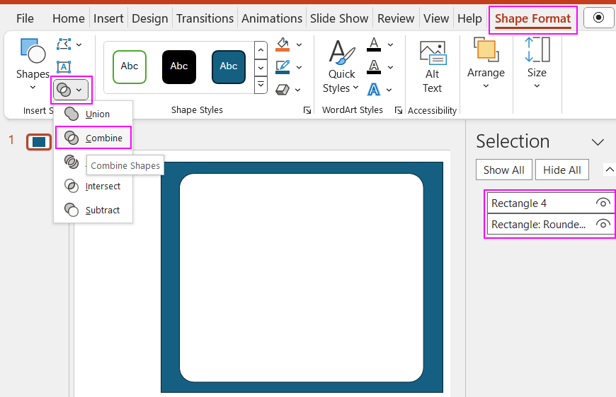 Создание фигуры маски в PowerPoint