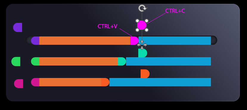 Progress bar made from shapes and histogram