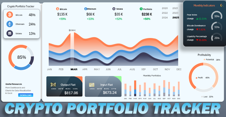 Light design of cryptocurrency portfolio dashboard