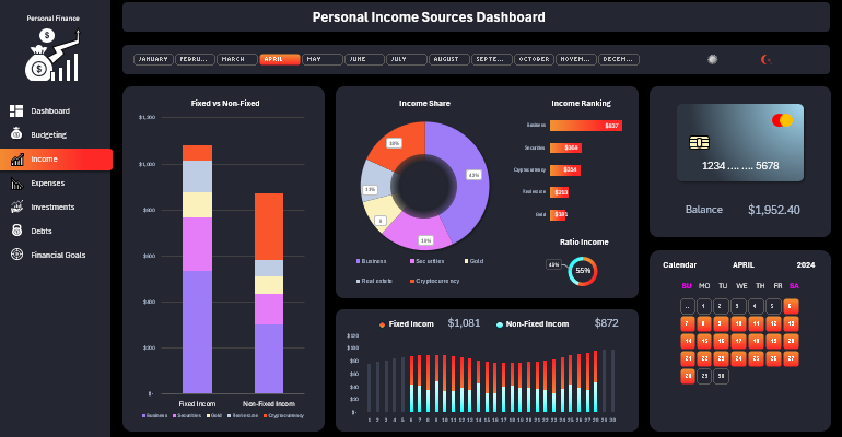 personal income tracking dashboard