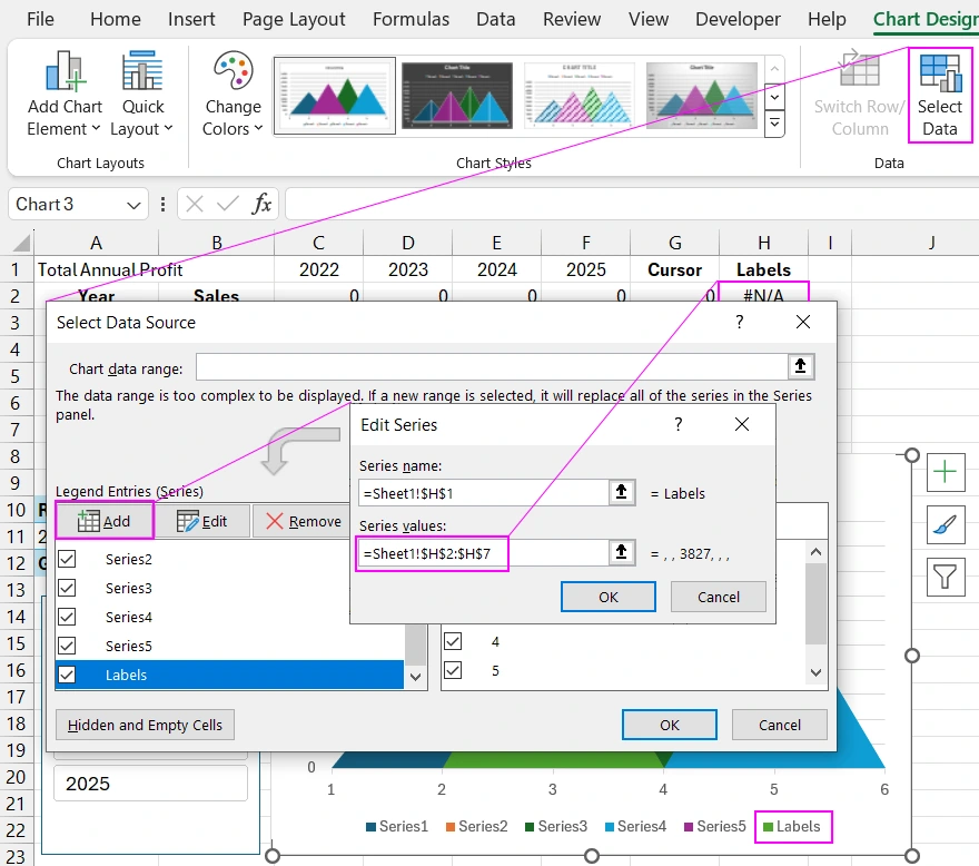 Добавление серии данных на чарт
