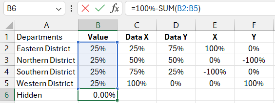 Calculating value for hidden segment