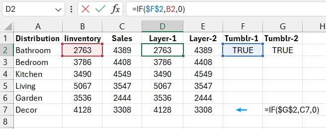 Формулы для функционирования кнопок