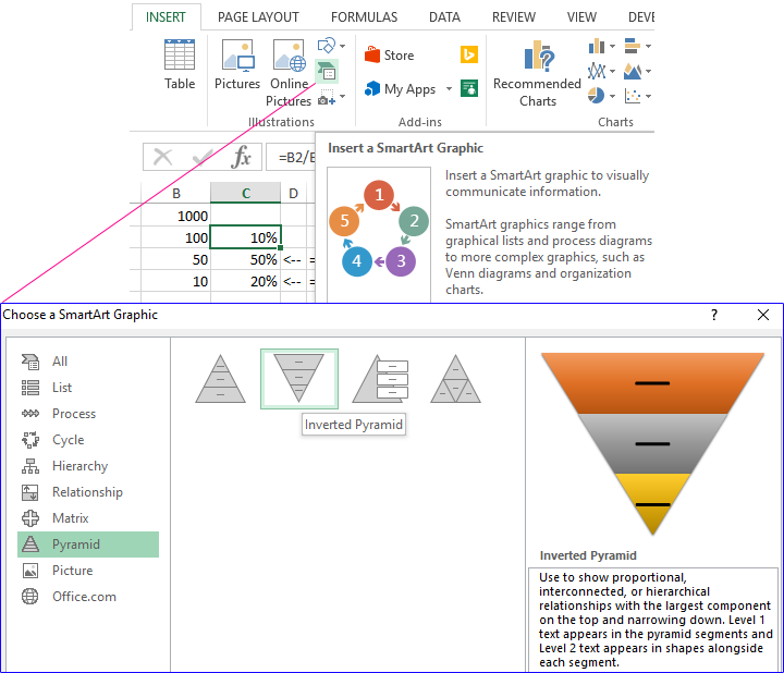 Excel Pyramid Chart Template