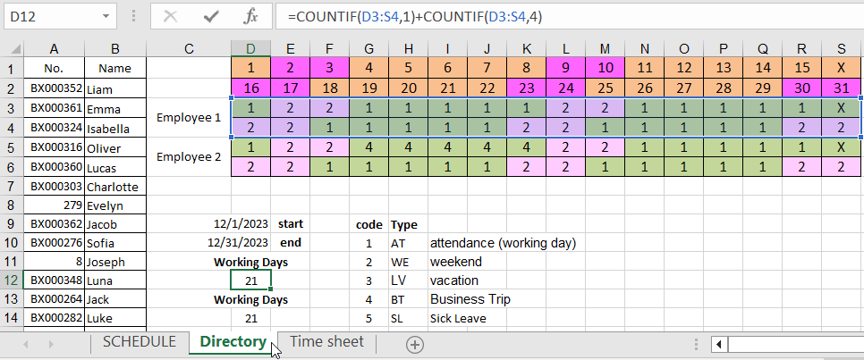 Reporting month calendar.