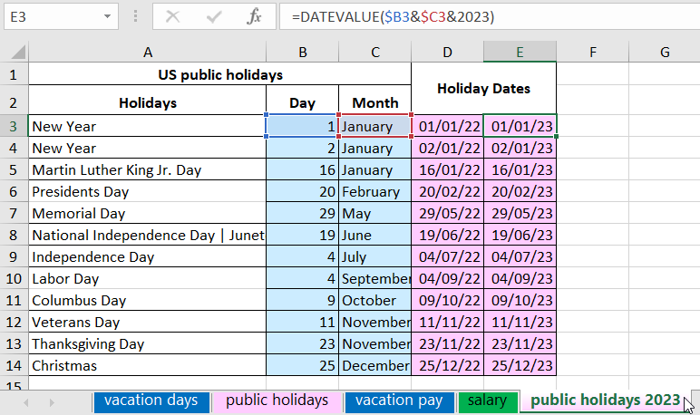 Production calendar.