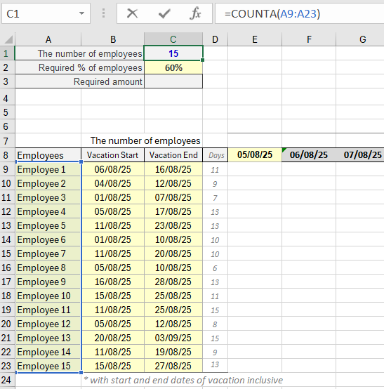 COUNTA Function