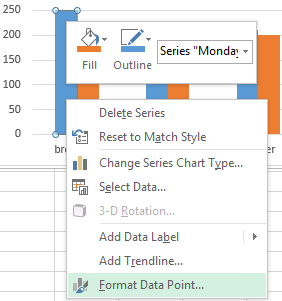 How to change the chart in Excel with the settings of the axes and colors