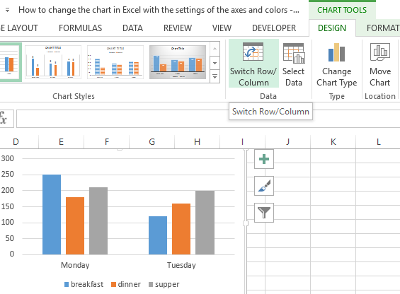 Drawing of charts and diagrams in Excel