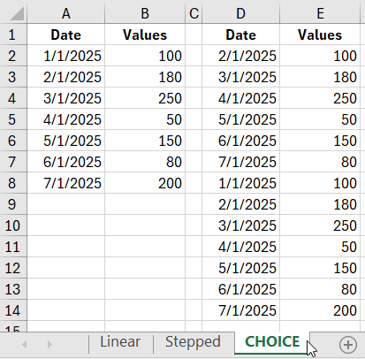 Separate sheet SELECTION.