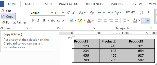 link excel table to word