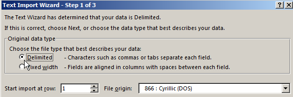 Text Import Wizard.