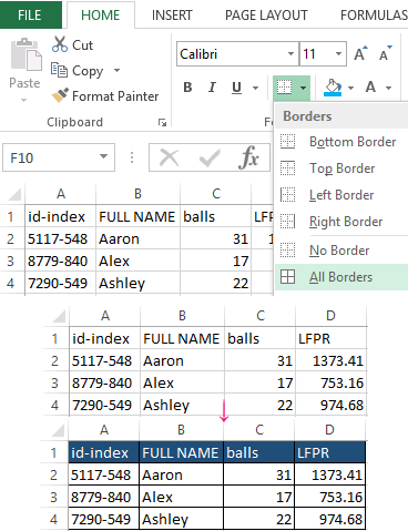 Change The Color Of The Table In Excel