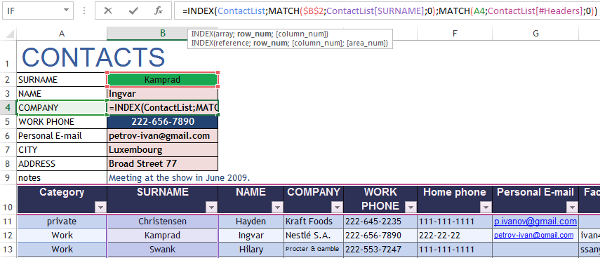 Address Directory Template from exceltable.com