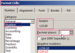 Format cell.