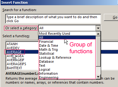 select AVERAGE.