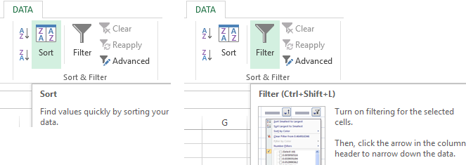 Sorting and filtering.