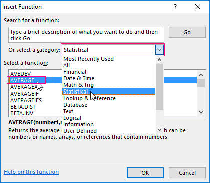 How to find the arithmetic mean in Excel?