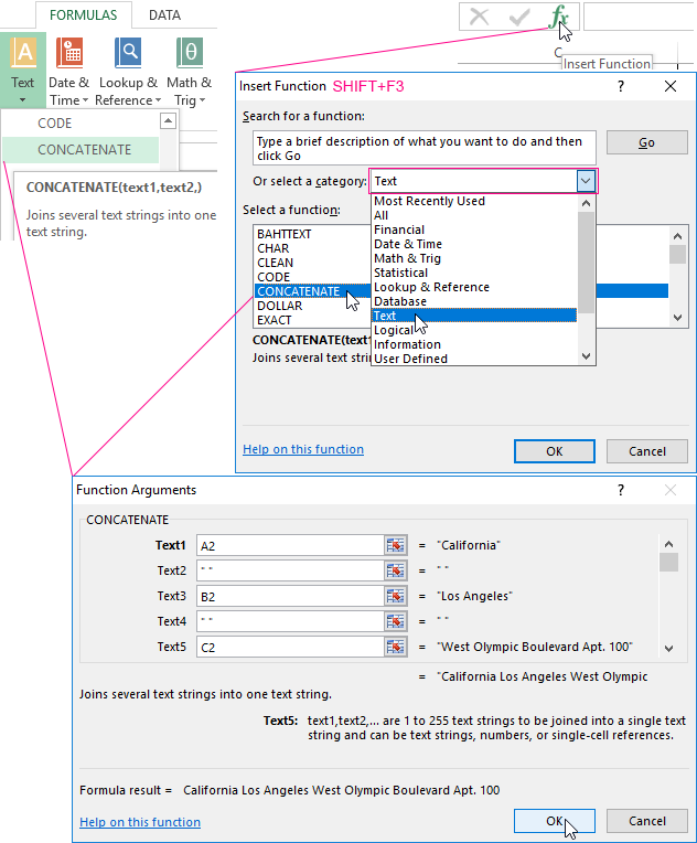 Concatenate excel не видит