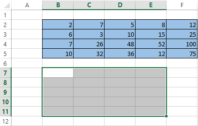 5 columns five lines.