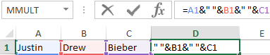 combined values in one cell.