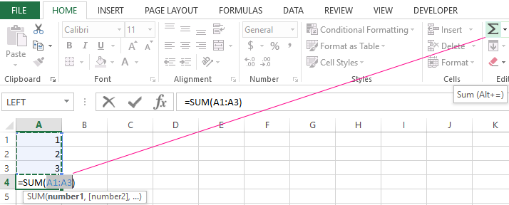 SUM function.