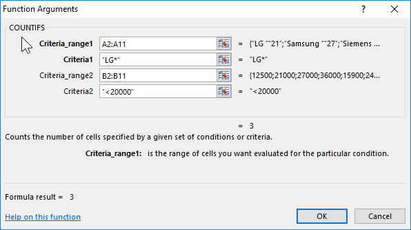 countif function in excel