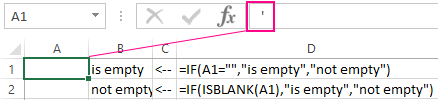 need to use ISBLANK function.