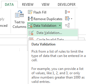 Data Validation.