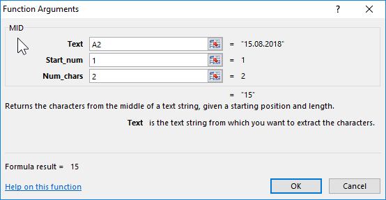 excel split cells function