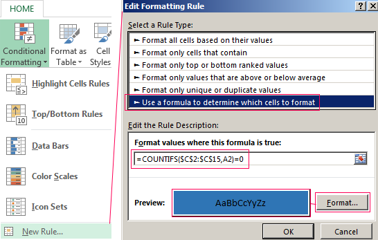 formatted cells.