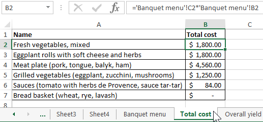 links to other sheets.