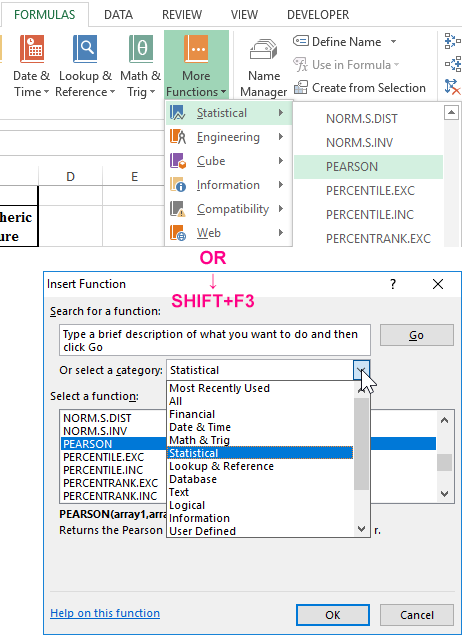 Pearson Function For Calculating The Pearson Correlation Coefficient In Excel