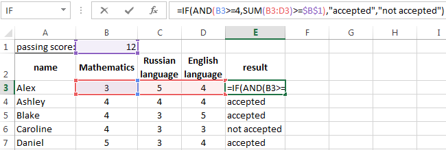 Logical functions in Excel with the examples of their use