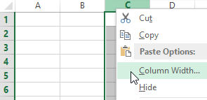 column width.