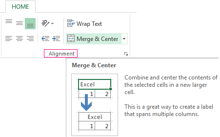 merge and center in excel not doing anything