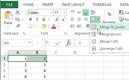 splitting and merging cells in excel